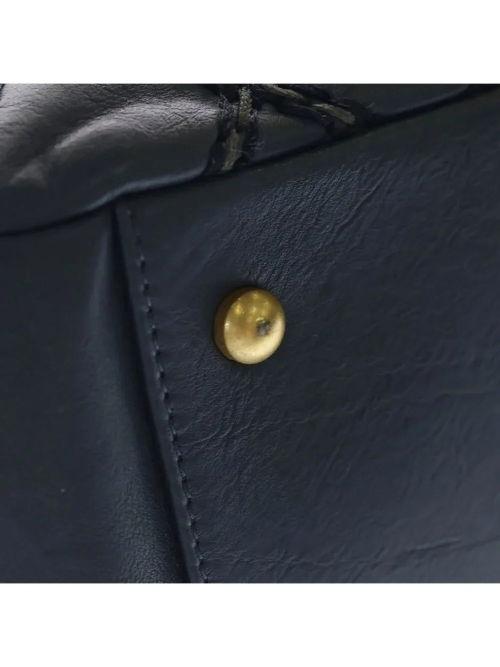 Chanel Wild Stitch Quilted Leather Chain Shoulder Tote Bag Gold Navy 19